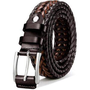 BULLIANT Mens Leather Braided Belt Casual Fit for Jeans Golf Gift Boxed